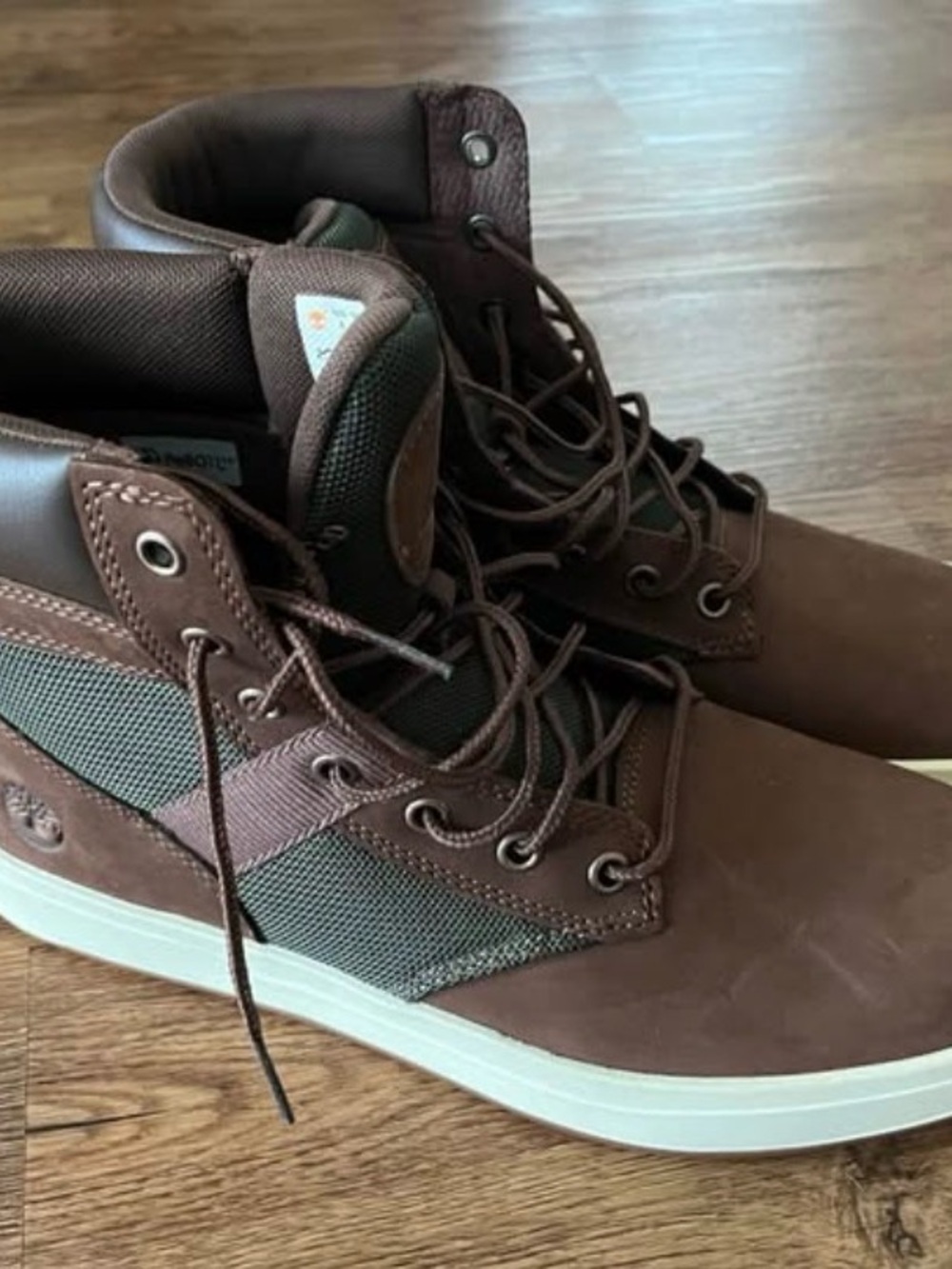 Timberland Brown and Green High-Top Boots